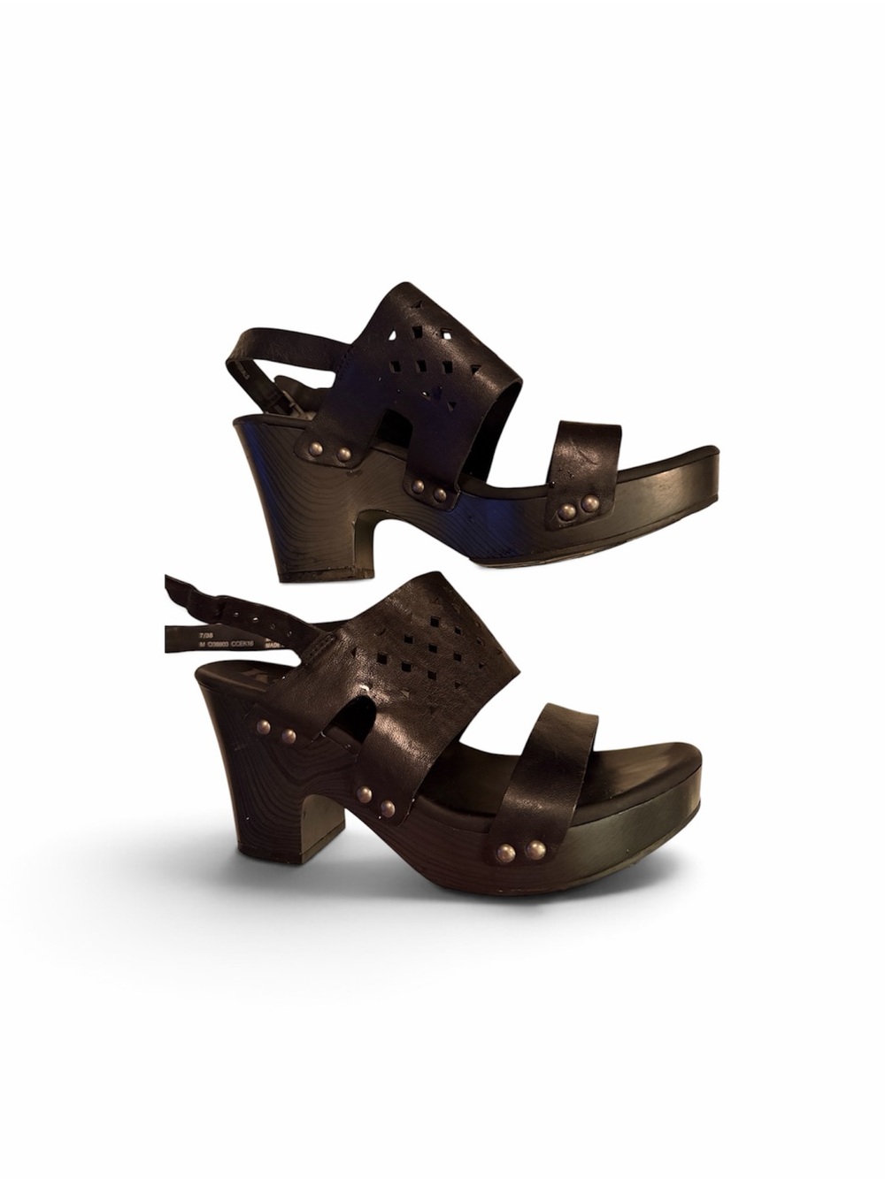 Kork-Ease Black Perforated Leather Slide Mules